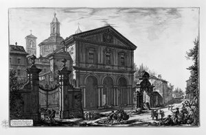 Gezicht op de Basiliek van San Sebastiano buiten de muren van Rome, aan de Via Appia door Giovanni Battista Piranesi
